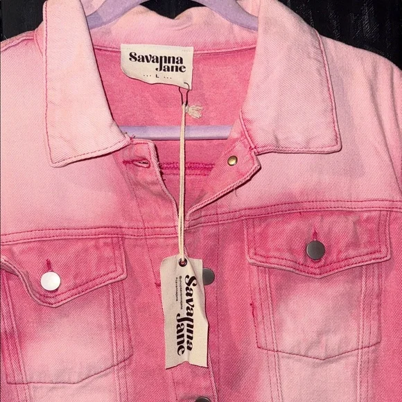 Savanna Jane Pink Jean Jacket with Rhinestone Fringe - Picture 8 of 9
